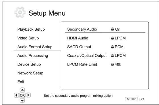 CAMBRIDGE AUDIO AZUR 650BD - Configuration du format audio - 1