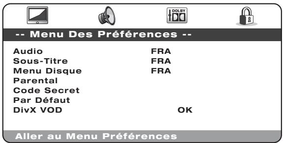 CAMBRIDGE AUDIO SONATA DV30 - Menu des préférences - 1
