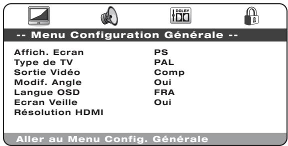 CAMBRIDGE AUDIO SONATA DV30 - Menu de configuration de la vidéo - 1