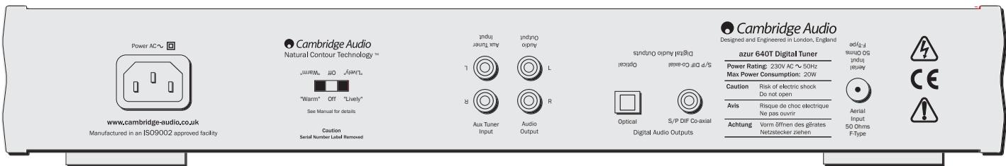CAMBRIDGE AUDIO AZUR 640T - ANSCHLUSSE AN DER RÜCKSEITE DES GERÄTS - 1