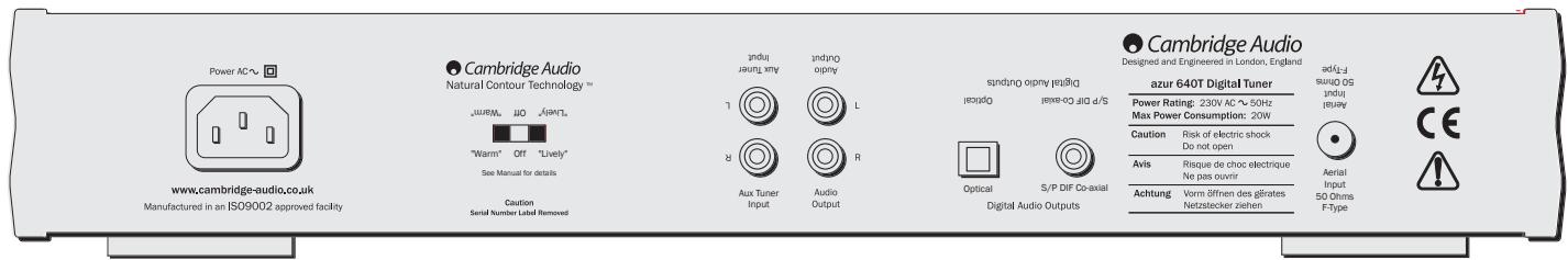 CAMBRIDGE AUDIO AZUR 640T - ПОДСоЕДИЗЕНЯ HA 3АнEHI ПАHEЛN - 1