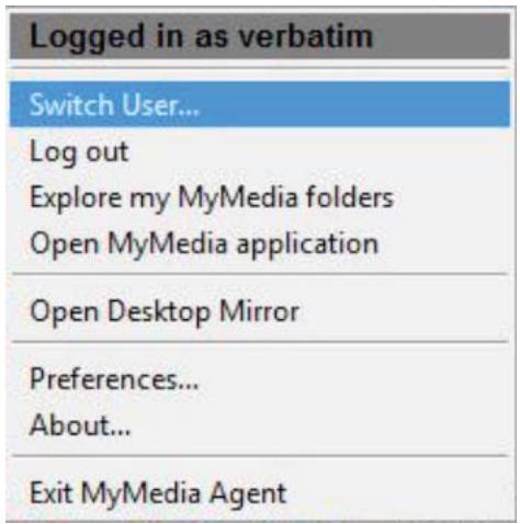VERBATIM MEDIASHARE - Options du menu de l'agent mediashare - 2