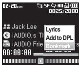 COWON IAUDIO 7 - Ajouter des plages à Bookmark. - 2