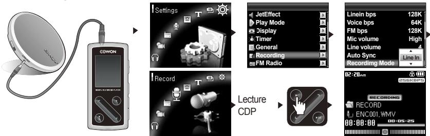 COWON IAUDIO 6 - Enregistrement à l'aide de la connexion d'entrée - 1