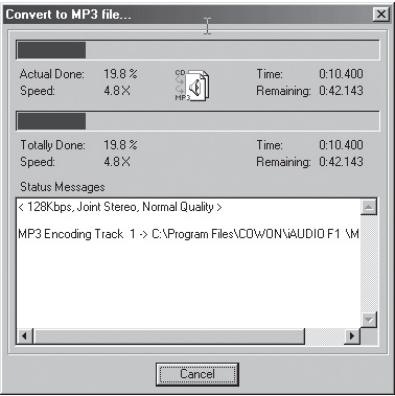 COWON IAUDIO F1 - Conversion de pistes CD audio en fichiers MP3 et transfert direct de ces fichiers dans le iAUDIO - 4