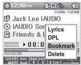 COWON U3 - - Ajouter des plages à BookMark. - 2