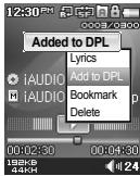 COWON IAUDIO F2 - - Ajouter des plages à la liste DPL. - 4