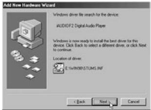 COWON IAUDIO F2 - Configuration du pilote Windows 98 - 6