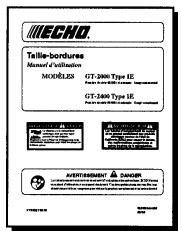 ECHO GT-2400 TYPE 1E - Le MANUEL de sécurité - 1