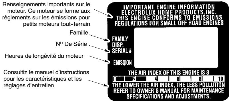 POULAN 2050 - Déclaration de GARANTIE DE LUTTE AN MISSIONS DE LA U.S. EPA/ CALIFORNIE/ ENVIRONNEMENT CANADA - 1