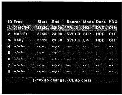 DIGITEK DVR-80PH - Temporisateur - modifier et effacer les réglages d'enregistrement - 3