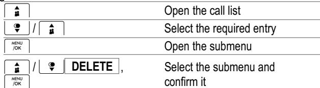 SWITEL DC 561 FLEXO,  DC 562 FLEXO,  DCT 561 FLEXO,  DCT 5672 FLEXO - Deleting individual numbers from the call list - 1