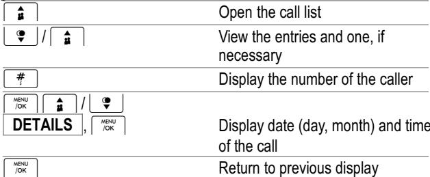 SWITEL DC 562 FLEXO - Viewing the calls list - 1