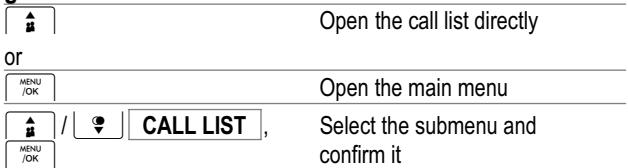 SWITEL DC 562 FLEXO - Opening the call list - 1
