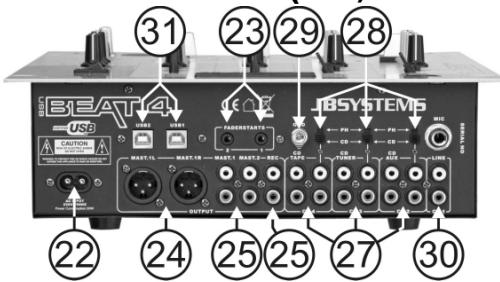 JBSYSTEMS BEAT 4 USB - CONTROLS AND FUNCTIONS (rear) - 1