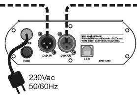 JBSYSTEMS LD-POWER 60 - Electrische installment van de DMX ingangen: - 2