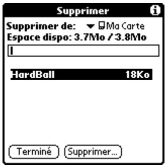 PALM M100 - Pour supprimer des applications d'une carte d'extension : - 1