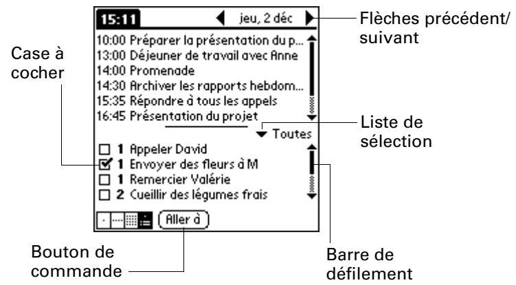 PALM M100 - Composants de l'interface de l'ordinateur de poche - 2
