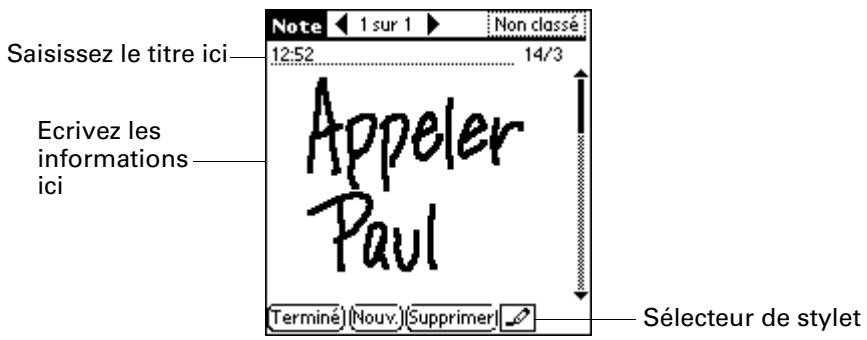 PALM M100 - Pour créer une note : - 1