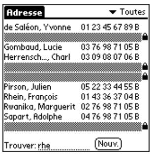 PALM M100 - Masquage partiel (masquer) ou total (cacher) des enregistrements - 1