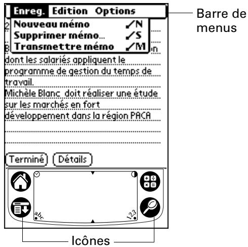 PALM M100 - Composants de l'interface de l'ordinateur de poche - 1