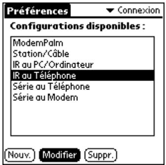 PALM M100 - Pour modifier la connexion IR vers téléphone : - 1