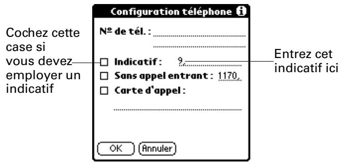 PALM M100 - Pour entrer un indicatif : - 1