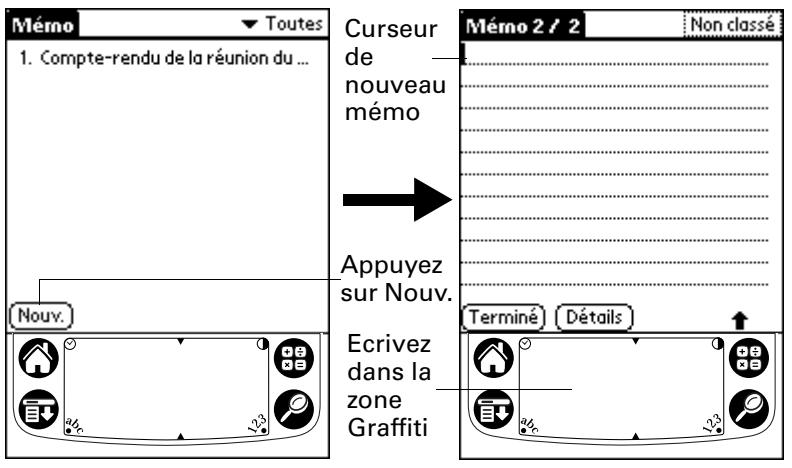 PALM M100 - Pour ouvrir l'application bloc-notes : - 1