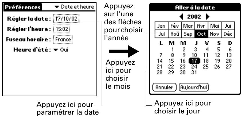 PALM M100 - Pour paramétrer la date : - 1