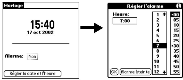 PALM M100 - Pour régler une alarme : - 1
