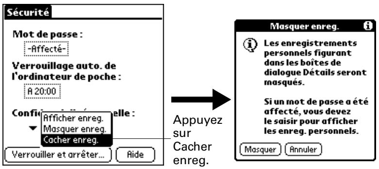 PALM M100 - Pour cacher (totalement) des enregistrements personnels : - 1