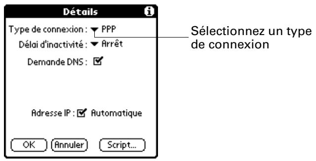 PALM M100 - Pour sélectionner un type de connexion : - 1