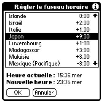 PALM M100 - Pour paramétrer le fuseau horaire : - 1