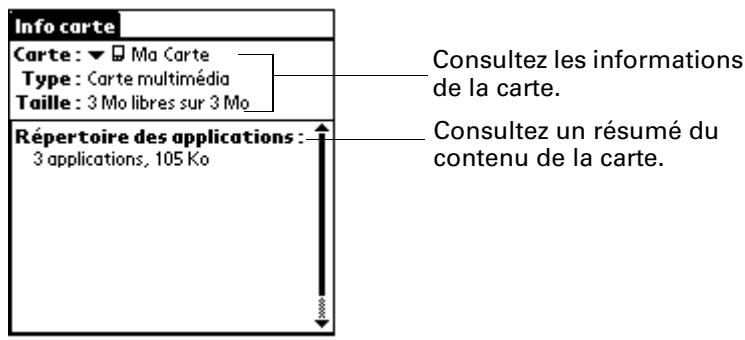 PALM M100 - Consultation des informations d'une carte - 1