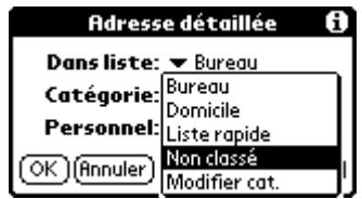 PALM M100 - Pour placer un enregistrement dans une catégorie : - 1