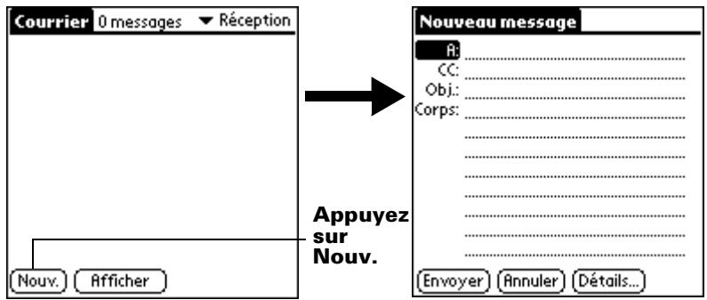 PALM M500 - Pour créer un message électronique : - 1