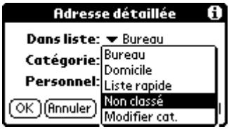 PALM M500 - Pour placer un enregistrement dans une catégorie : - 1