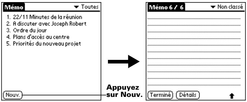 PALM M500 - Pour créer un mémo : - 1