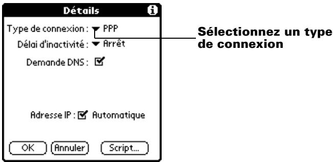 PALM M500 - Pour sélectionner un type de connexion : - 1