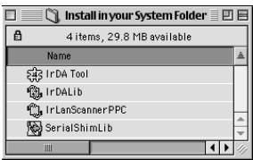 PALM M500 - Pour installer les extensions pour la communication par infrarouge sur un macintosh : - 1