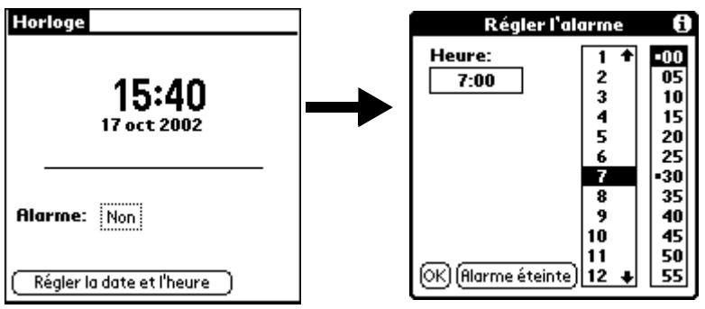 PALM M500 - Pour régler une alarme : - 1