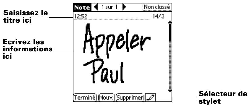 PALM M500 - Pour créer une note : - 1