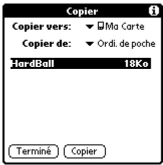 PALM M500 - Pour copier une application vers une carte d'extension : - 1
