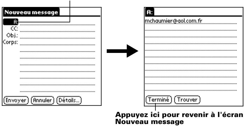 PALM M500 - Pour créer un message électronique : - 3