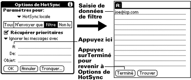 PALM M500 - Pour définir une chaîne de filtrage : - 2
