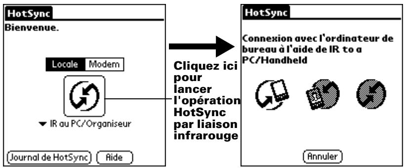 PALM M500 - Pour effectuer une opération hotsync par liaison infrarouge : - 1