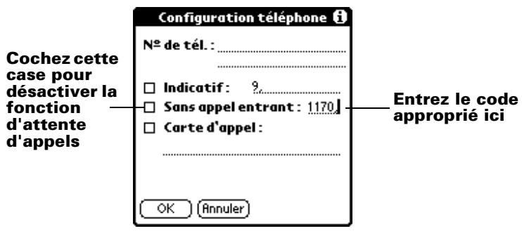 PALM M500 - Pour désactiver les appels entrants : - 1