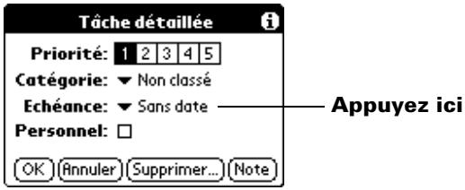 PALM M500 - Pour définir la date d'échéance d'une tâche : - 1