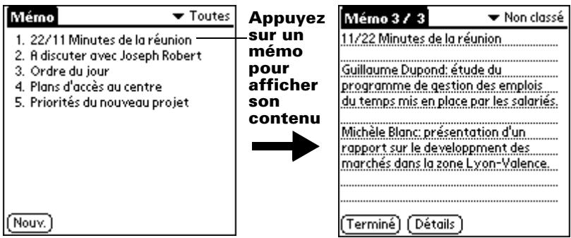 PALM M500 - Pour consulter un mémo : - 1