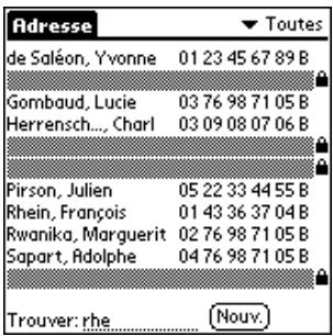 PALM M500 - Masquage partiel (masquer) ou total (cacher) des enregistrements - 1
